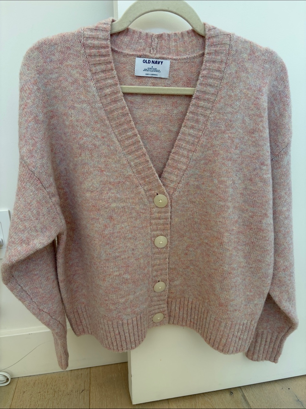 NWT Old Navy Pink Marled V-Neck Button Cardigan